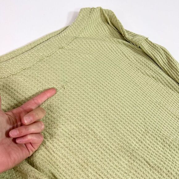 Free People Shirt Womens Small Waffle Knit long Sleeve Green Oversized Tunic - Picture 8 of 10